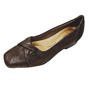 Clarks Collection Metallic Brown Textile Flats Size 8